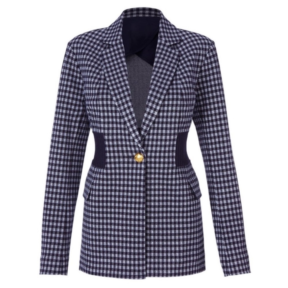 Cabi #5848 check up navy houndstooth blazer jacket sz XXL